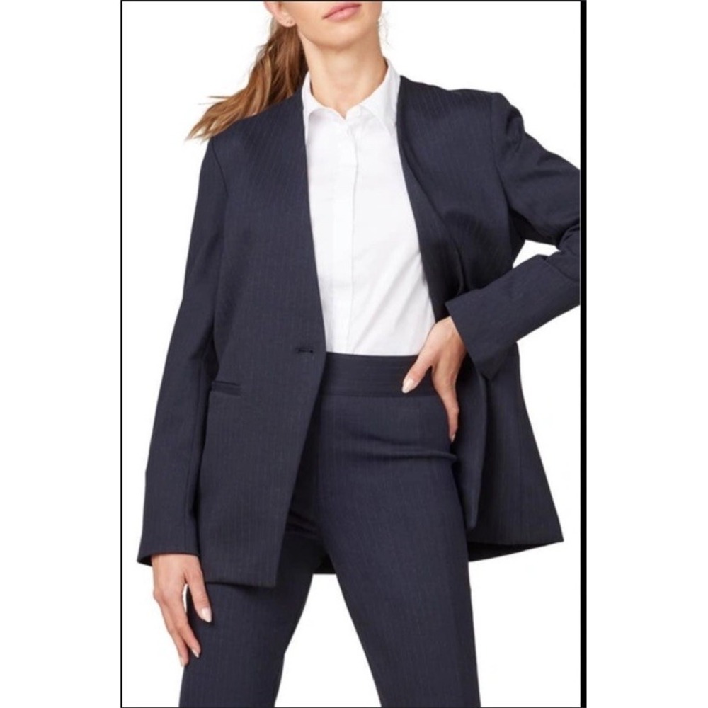 Collarless Oversize Ponte Knit Blazer SPANX® Navy Size Small NWOT Minimalist